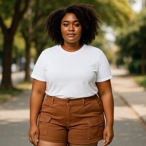 Mid-Rise Utility Shorts Brown